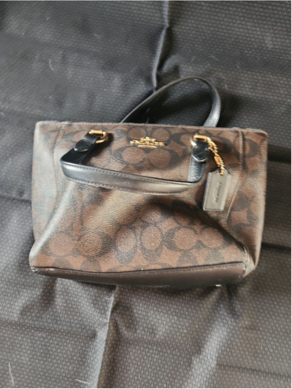 Coach Signature Canvas Prairie Satchel Brown Black Gold Handbag